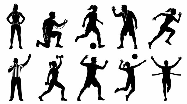 Collection of Athlete Silhouette Vectors in Various Sports Poses