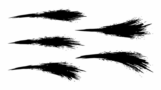 set collection of black hand drawn brush strokes vector