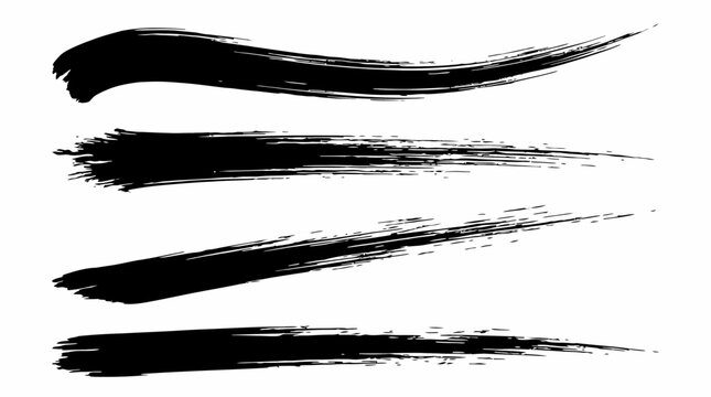 set collection of black hand drawn brush strokes vector
