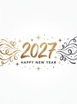 Happy New Year 2027 Gold Elegant Typography Design