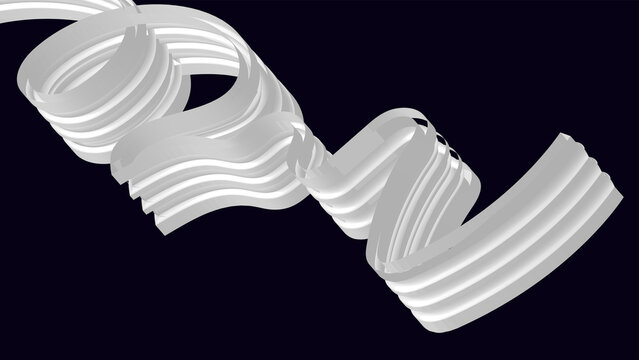 Flowing 3D Abstract Geometric Ribbon Wave Vector Element Isolated on Dark Background for Creative Branding Visuals