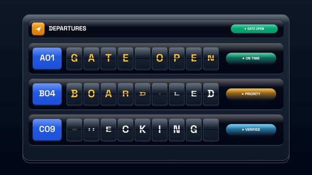 Mechanical Split Flap Departure Board Flipping Gate Status Tiles