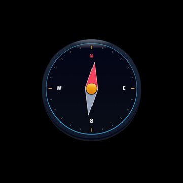 Gyroscopic Navigation Compass Dial Rotating To Lock North Heading