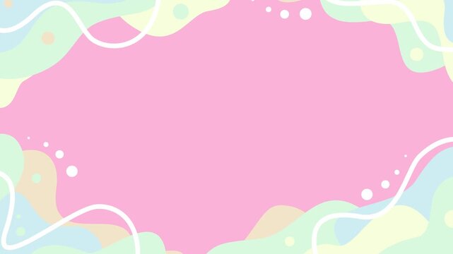 Pastel Pink Animated Frame with Mint Green and Lavender Organic Decorations
