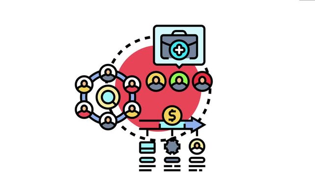 Project workflow system outlining stages from initial idea and team collaboration to process execution. Financial consideration. And final output in business development and organizational management
