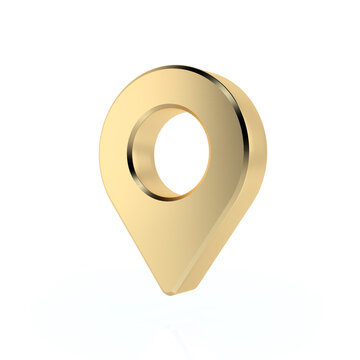 Gold Location Pin. 3D Rendering