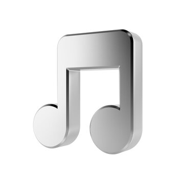 Silver Music Note. 3D Rendering