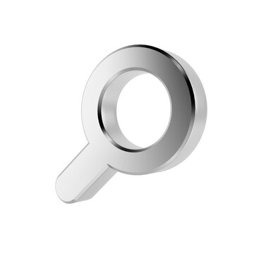 Silver Search Magnifier. 3D Rendering