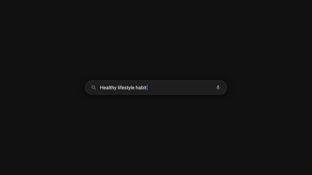 Typing Healthy Lifestyle Habits In Internet Browser Search Bar Dark Mode Animation