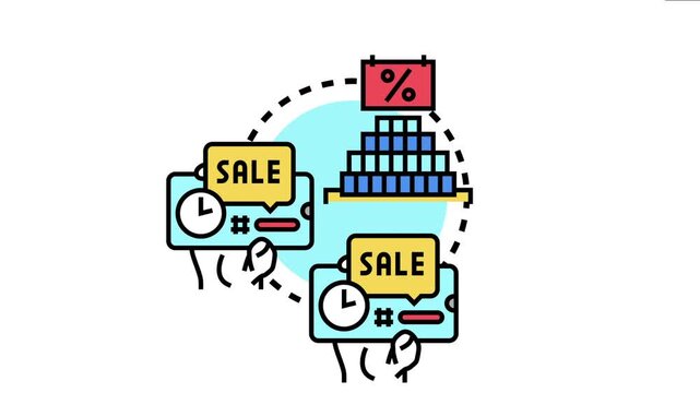 Promotional discount strategy involving mobile screens and time limited deals, highlighting digital marketing for increased sales and savings