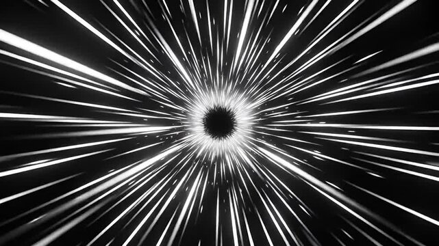 Abstract White Light Trails Moving Through Space at Warp Speed