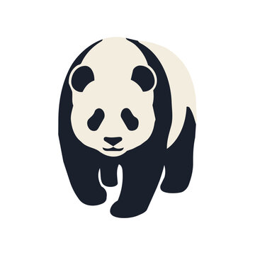 Printmaking Style Panda Vector Illustration for Animal and Wildlife Design／版画風のパンダ・動物・野生生物モチーフのベクターイラスト