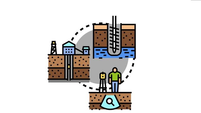 Engineers and geologists engaged in subsurface prospecting and resource exploration, utilizing drilling, mining, and surveying methods to discover valuable underground minerals and materials