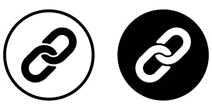 Black and white link icons vector illustration set isolated on white background.