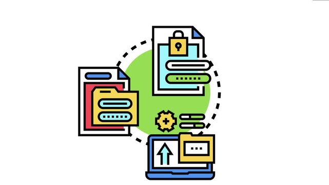 Digital security concept protected personal documents, files, and folders requiring passwords and encryption for safe storage, upload, and sharing of confidential information
