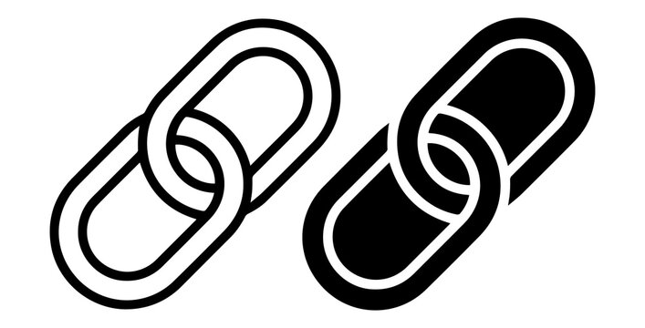 interconnected chain link icons, one outlined in white and the other filled with black, symbolizing connection and partnership