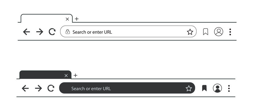 Minimalist browser address bar vector illustration featuring light and dark mode tab navigation for UI design