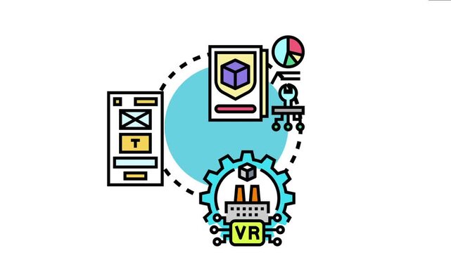 Digital depicting the process of developing and testing a prototype, incorporating elements of software design, data analysis, and virtual reality simulation for optimal functionality