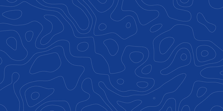 Abstract topographic map contour lines on a blue background with terrain mapping landscape survey pattern