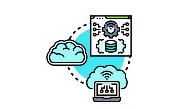 Provisioning infrastructure management icon representing automated deployment, configuring, and maintaining cloud resources and it systems for efficient scaling and operational control