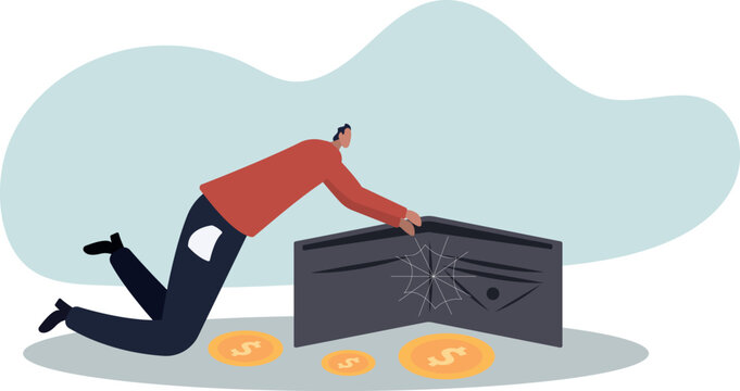 Poor or poverty with empty wallet, financial problem,life and employment of people.flat design.
