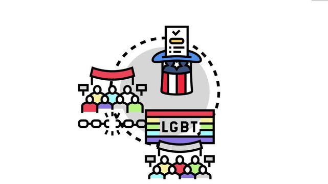 People casting proxy ballots into a top hat, symbolizing collective voting, election, and community participation for political equality and rights