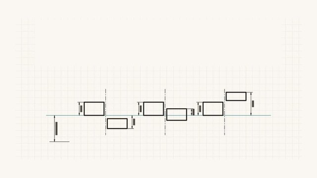 Animated fit tolerance diagram zone bars drawn as a precise engineering blueprint in orange and amber on a light background. Smooth 4K seamless loop with self drawing lines and room for text. Widescre