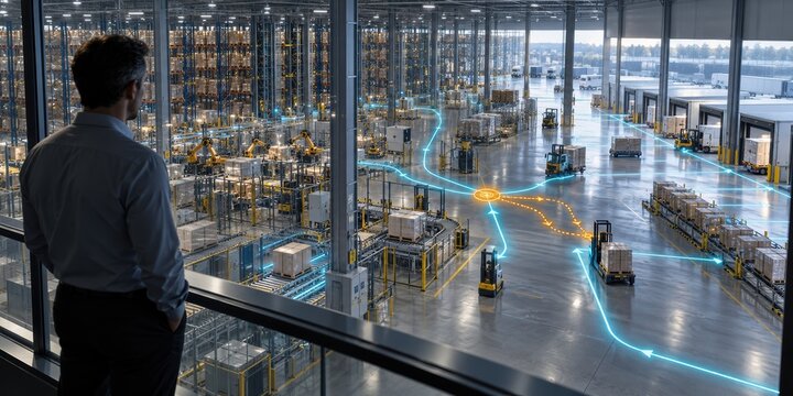Supply Chain Operator Monitoring AI Warehouse Logistics Network
