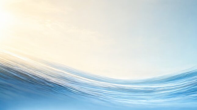 Abstract Sunny Blue Wave Background with Golden Sunshine and Elegant Serene Water Horizon Design