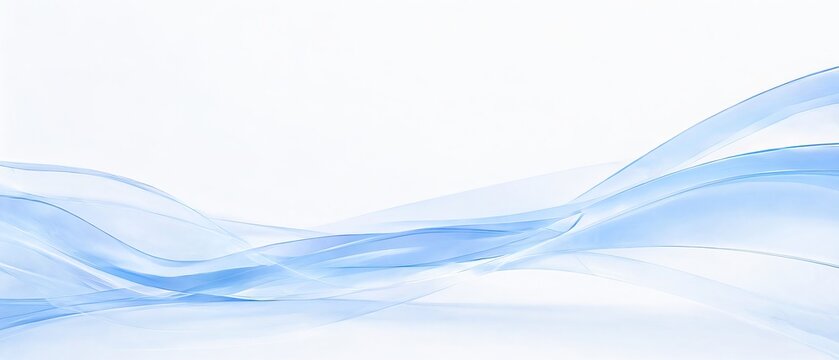 Abstract Elegant Wave Background With Translucent Blue Curved Bands Floating In A Clean Void space