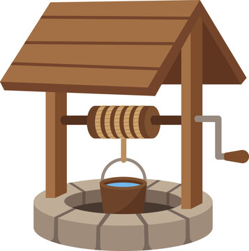 Stone Wishing Water Well Illustration
