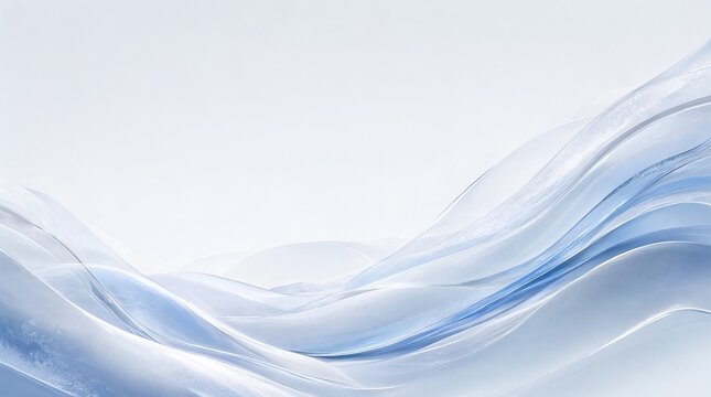 Elegant Abstract Waved Background With Soft Blue And White Layers For Winter Commercial Branding Use