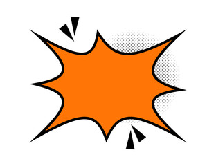 Orange Comic Book Speech Bubble Starburst Explosion Blank Pop Art Halftone Element Isolated on Transparent © Md Mahmudur@123