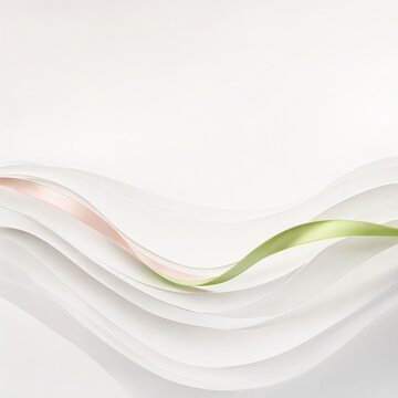 Minimalist white abstract folded cardstock background with a subtle sweeping soft pastel ribbon arc