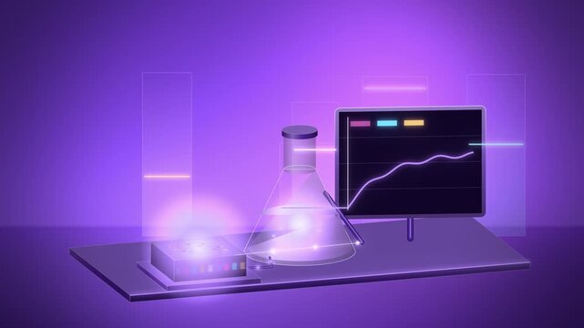 Violet AI monitoring a chemical reaction in a flask detail view