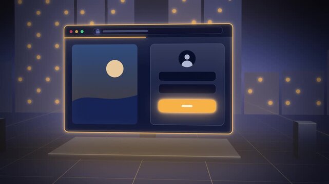 Web browser login page with secure padlock close-up coming to life