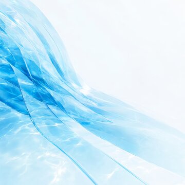 Abstract Waves of Tropical Translucent Water Silky Blue Ribbons on a Fresh Sunlit Winter Backgound.