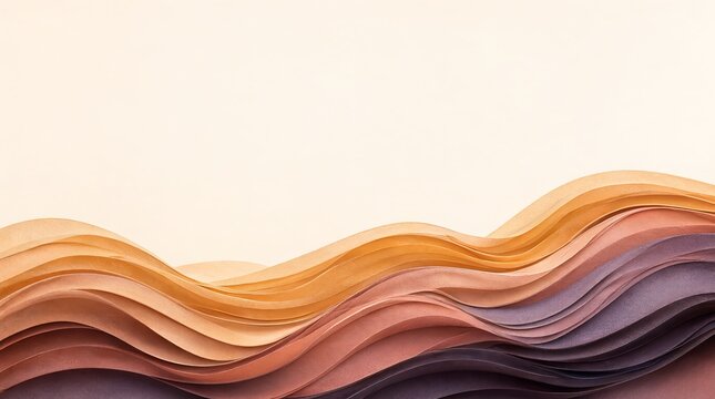 Abstract Waves Background featuring Warm Autumn Stacked Rich Textured Ribbons in Elegant Layers