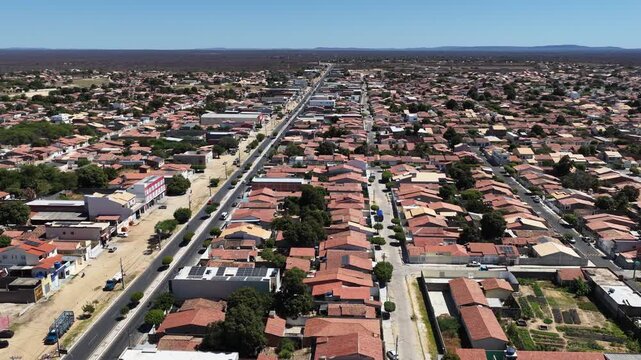 Aerial view of Remanso town in Bahia Brazil on a sunny day