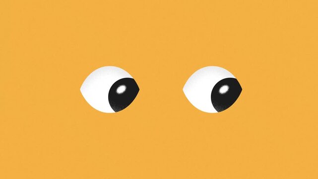 Cartoon Eyes Looking Around, Seamless Loop Animation with Orange Textured Background