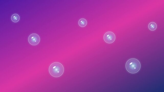 Floating transparent soap bubbles drifting gently across vibrant purple and pink gradient abstract background