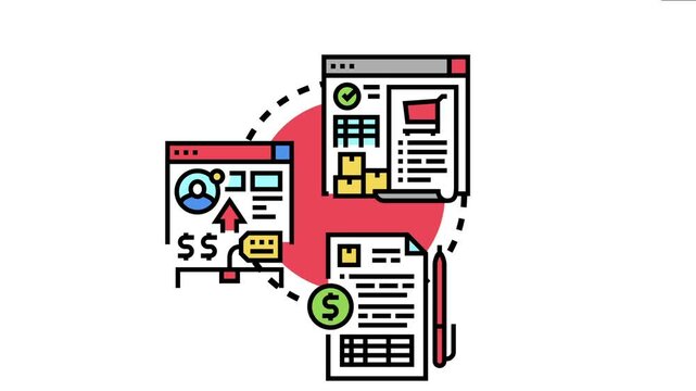 Concept the complete flow of an online purchase. From browsing products and placing an order to tracking delivery status and managing financial transactions
