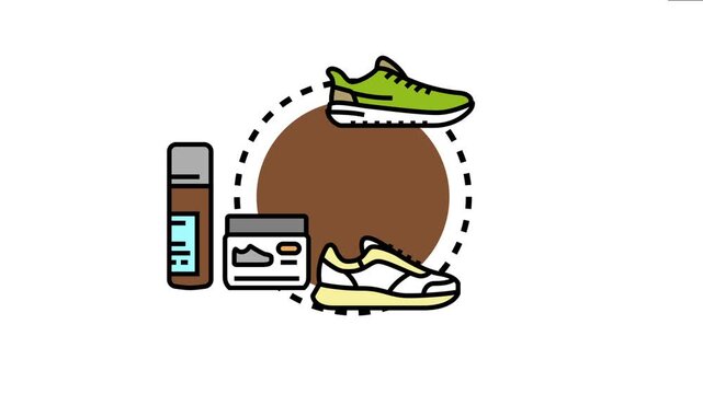 Vector depicting the selection of appropriate shoes and the importance of using professional items for their maintenance and protection