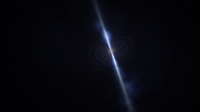 Pulsar Neutron Star Lighthouse Beams Sweeping Through Space Seamless Loop