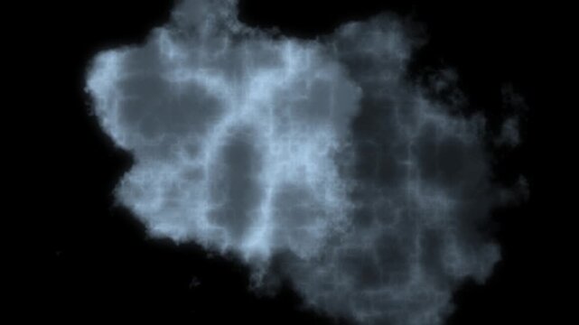 Ink cloud diffusing through water with soft tendrils on pure black seamless looping diffusion overlay