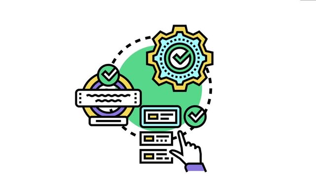 Software engineers are processing code review, ensuring high quality standards and verifying project development cycles with a structured assurance workflow