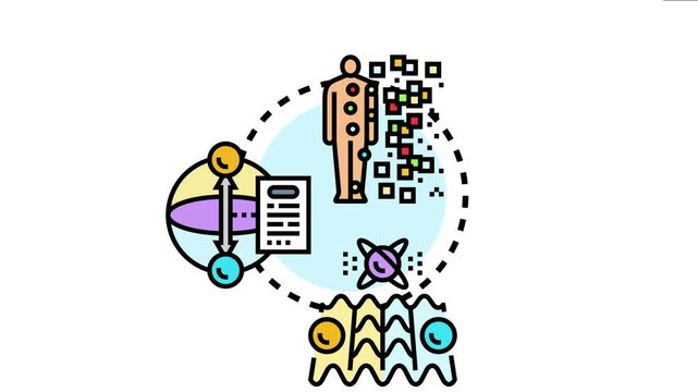 Quantification phase concept artwork personal data collection, biometric measurement, and analytical processing for health monitoring, scientific research, and information management