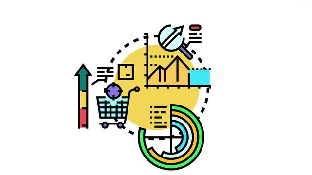 Concept quantitative data visualization, financial analytics, and market research through various charts, graphs, and business elements for informed decision making
