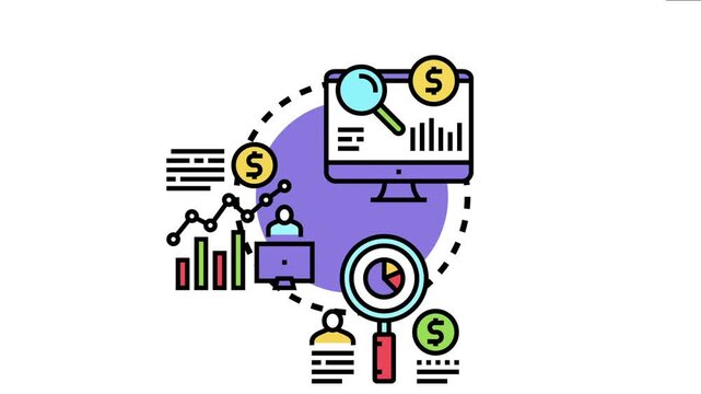 Detailed quantitative econometrics research process visualizing data analysis, financial statistics, and economic trends for business intelligence and market insights