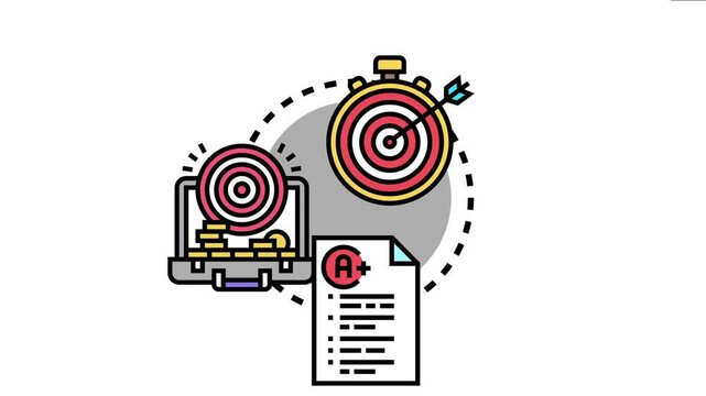 Business reporting icon achievement of company targets and financial success, generating outstanding performance and excellent results
